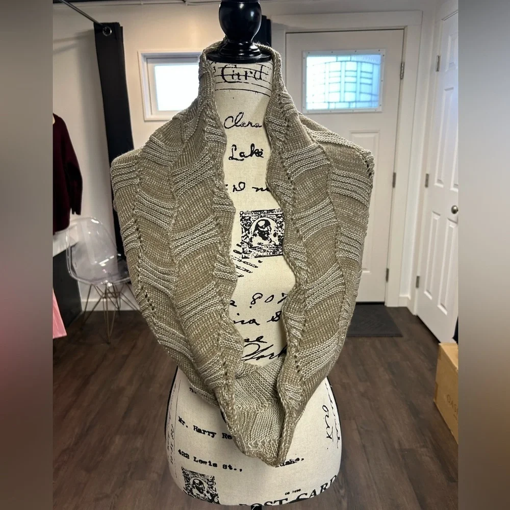 Beige Knit Infinity Scarf